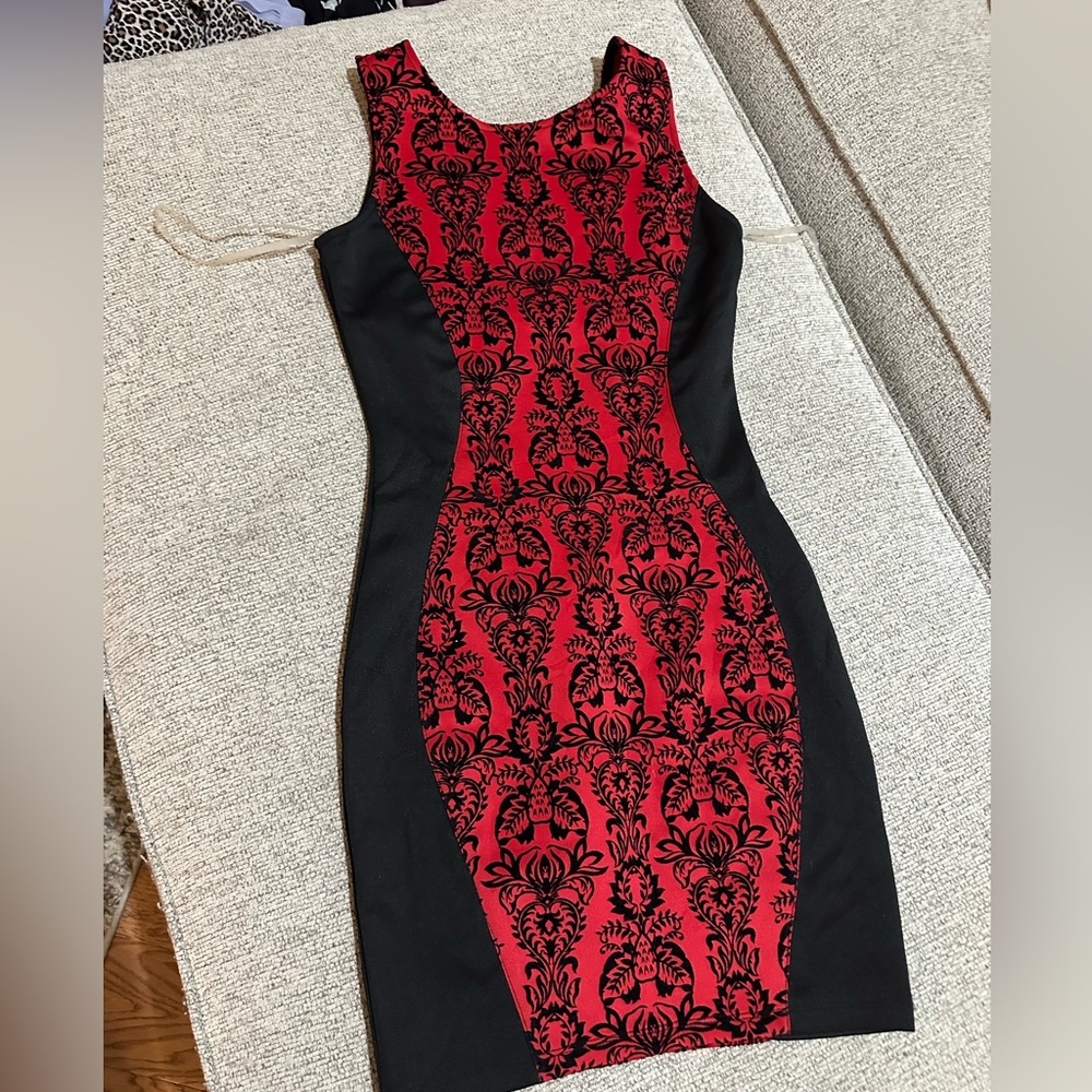 Red and Black Bodycon Dress